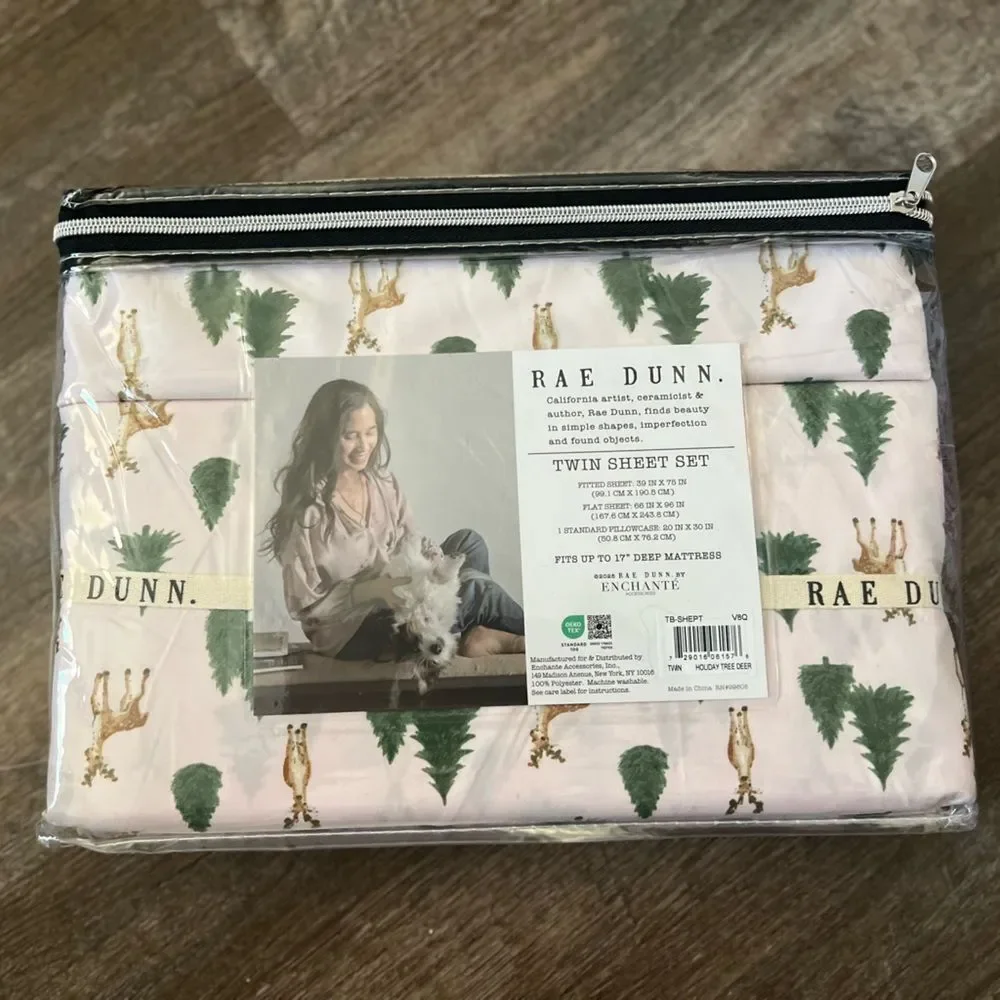 Rae Dunn Pink‎ Holiday Twin Sheet Set